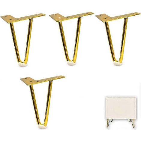 Pieds de meuble, lot de 4, pieds de table, pieds épingle à cheveux pour meubles, pieds de chaise à monter soi-même, avec capuchons de protection et vis, petite taille (1/5)