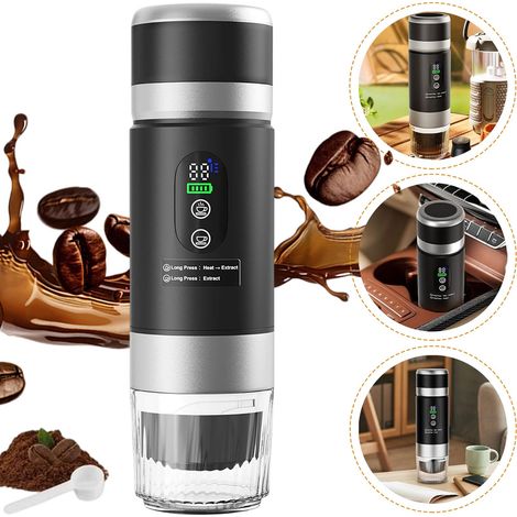 Machine à Café Portative pour Voiture,Cafetière de Voyage avec Chauffage Électrique USB-C,Compatible avec Capsules NS et Café Moulu,80ml Mini Cafetière pour Camping,Bureau et Randonnée