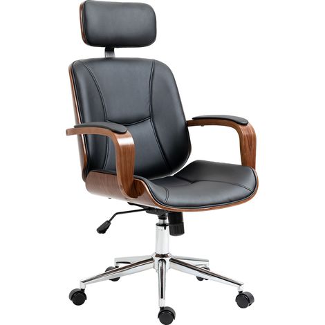 Fauteuil de bureau noir avec appui-tête amovible, hauteur réglable et fonction bascule – 66x65x125 cm (1/5)