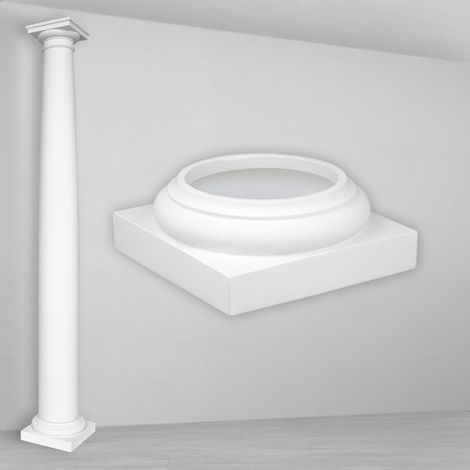Säulen und Halbsäulen rund glatt Stuck 203mm Auswahl N3020: Rund, Basis