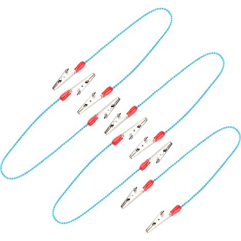 5pcs Pinces à bavette dentaire avec chaîne à boules en acier flexible, porte-serviette pour cabinet dentaire, bleu (1/5)