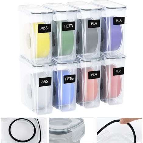 Wolketon 4-Liter-Aufbewahrungsbox für 3D-Filament, 8er-Set, transparent/schwarz, feuchtigkeitsbeständig mit Trockenmittel (1/5)