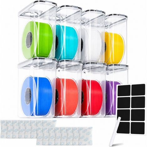 Randaco 3D-Filament-Boxen, 4 l, Set mit 2/4/6/8 Stück nach Wahl, transparent/schwarz, feuchtigkeitsbeständig mit Trockenmittel