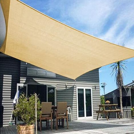 Voile d'ombrage Rectangulaire 4x6m Imperméable Protection UV 98% en Polyester Résistant et Respirant pour Jardin Terrasse,Beige (1/5)