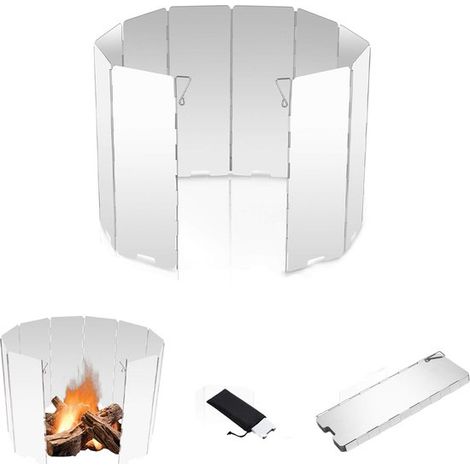 Pare-vent pliable en 10 pièces pour réchauds de camping, écran coupe-vent universel pour réchauds à gaz d'extérieur, pare-vent en aluminium résistant à la chaleur pour cuisines de camping. (1/5)