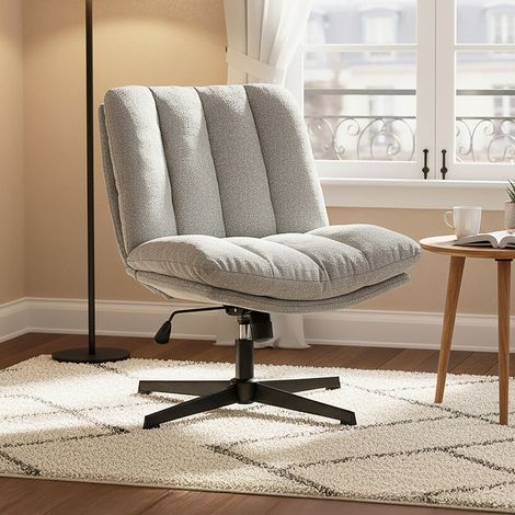 Fauteuil pivotant et réglable en tissu chenille gris clair et noir (1/5)