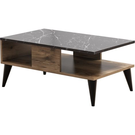 Table basse en bois "Lidya" - 90 x 54 x 39 cm - Marron (1/3)