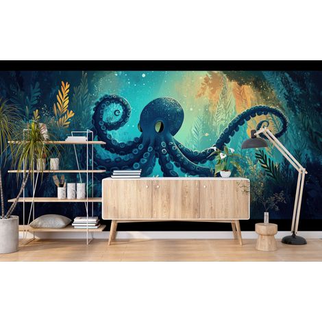 Papier peint animaux - poulpe abysses mystique - 150 x 250 cm (1/2)