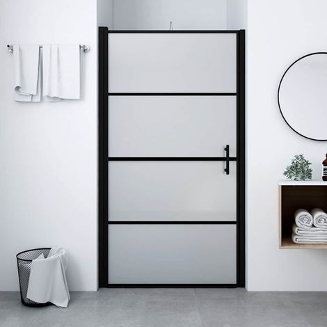 Porte de douche verre trempé dépoli 81x195 cm noir (1/5)