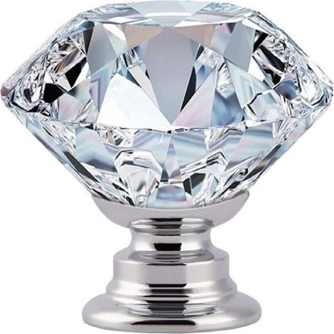 Bouton De Porte - Bouton De Tiroir En Verre Cristal Forme Diamant 30 Mm - Pour Commode Tiroir Armoire Placard - Lot De 6 (1/5)