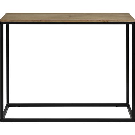 Consola Recibidor iCub 100x35x82cm Negro en madera maciza de pino acabado vintage estilo industrial Box Furniture (1/5)
