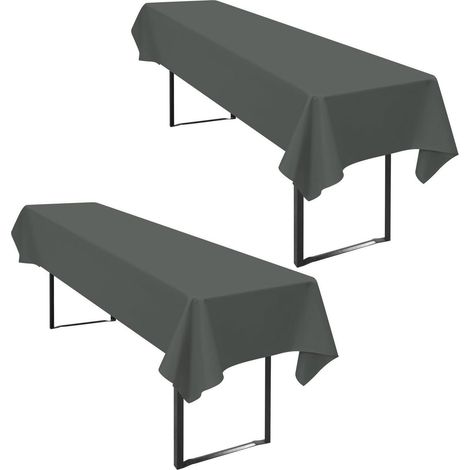 2er Set Bierzeltgarnitur Tischdecke 110x260cm Dunkelgrau, Polyester, Fleckenabweisend