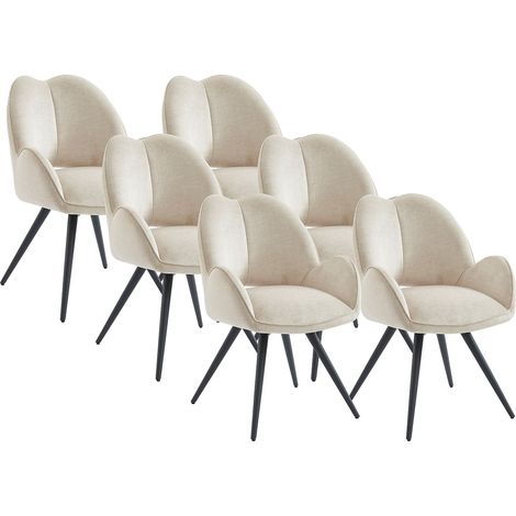 Sedia girevole con braccioli in Tessuto e Metallo Nero Beige - Lotto di 6 - GULSUN della Maison Céphy