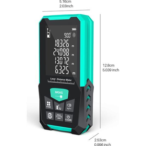 120-Meter-Laser-Entfernungsmesser, ±2 mm Genauigkeit, 2,4-Zoll-LCD-Display mit Hintergrundbeleuchtung, Schutzart IP54