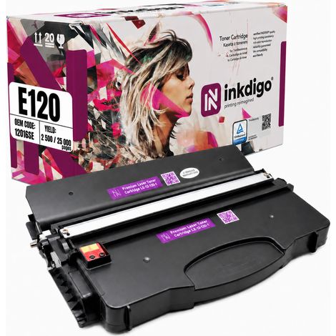 Inkdigo Trommel + Toner 12016SE / 12026XW kompatibel mit Lexmark E120 E120N TÜV-zertifiziert (1/5)