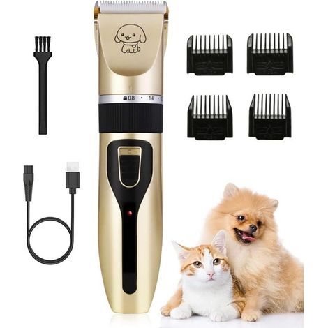 Professional Dog Clipper, Pet Hair Clipper, Hair Trimmer with Rechargeable and Quiet USB Cable for Large/Long/Short/Curly Dogs and Cats (1/5)