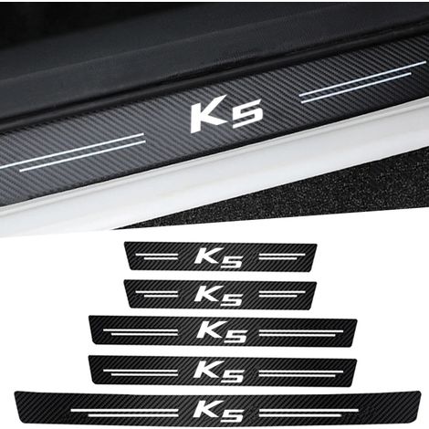 (5 pièces) Protection de seuil de porte de voiture autocollante en fibre de carbone pour logo KIA K5,protection de pare-chocs de porte de coffre arrière,ruban anti-rayures (1/3)