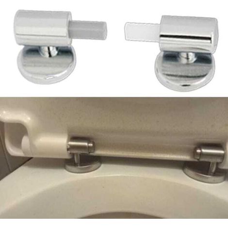 Kit de montage pour abattant de toilette - avec charnières à fermeture douce et à dégagement rapide - Charnières fixes - Lot de 2 (1/4)