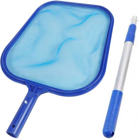 Pool-Skimmernetz mit Teleskopstange, Laubkescher, Schnellreinigungswerkzeug für Schwimmbecken, Teiche und Aufstellpools, Whirlpools und Spas (1/5)
