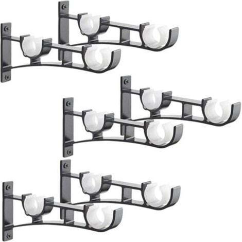 Supports de tringle à rideaux robustes en métal, supports de tringle à rideaux, supports de tringle à rideaux doubles, supports de rideaux, supports de tringle à rideaux en aluminium, supports de trin (1/4)