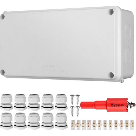 Boîte de jonction étanche IP65, boîtier électrique ABS connecteur de câble extérieur (200 x 100 x 70 mm) (1/5)