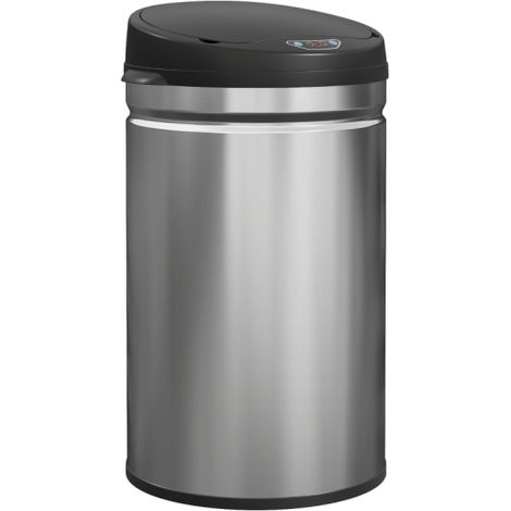 Poubelle de 30 litres à capteur et fermeture amortie, en acier inoxydable sans contact, pour une cuisine hygiénique. (1/4)