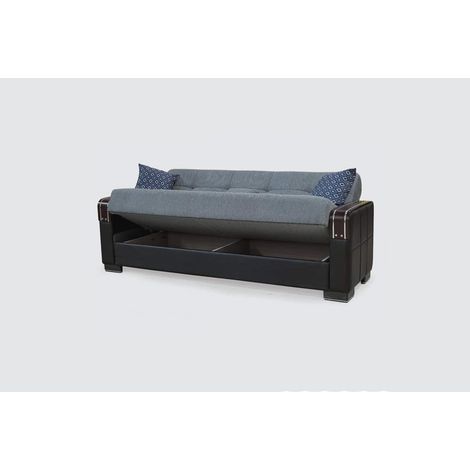 Malta Grey 3 Seater Ottoman Storage Sofa Bed with Cushions