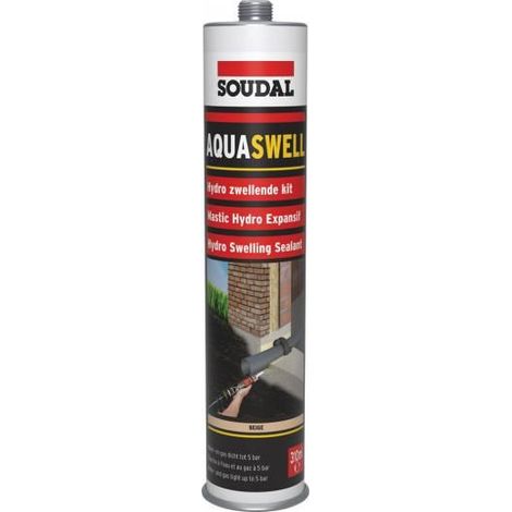 Soudal – Mastic polyuréthane gonflant au contact de l'eau – Cartouche alu 310 ml – Étanchéité à l'eau et aux gaz jusqu'à 5 bars – Application facile