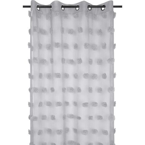 Pompinou-Gardine 140x260, silberne Pompons