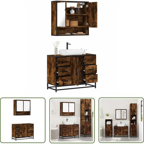 vidaXL Ensemble de meubles de salle de bain 2 pcs Chêne fumé (1/5)