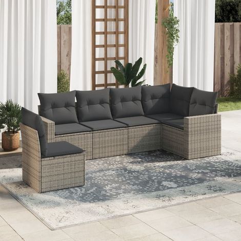 Set Divano da Giardino 6 pz con Cuscini Grigio in Polyrattan vidaXL (1/3)