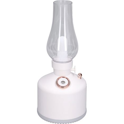 Humidificateur silencieux à intensité variable, rechargeable par USB, avec lumière LED blanche effet bougie, idéal pour la chambre à coucher. (1/5)