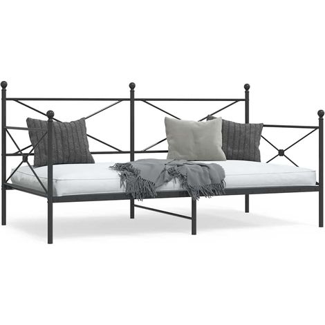 Lit de jour sans matelas-Canapé-lit noir 100x190 cm acier 751471 (1/5)
