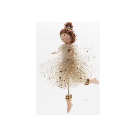 ARPIMEX Ballerina Natale Stoffa 17 Cm con Oro Bianco