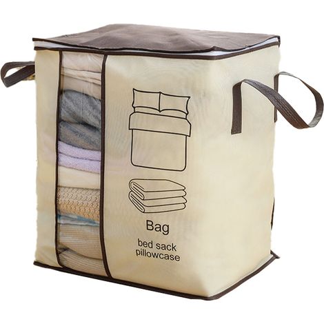 Bolsa de almacenamiento vertical portátil para ropa y edredones, fabricada en tela no tejida gruesa, binaural y portátil.