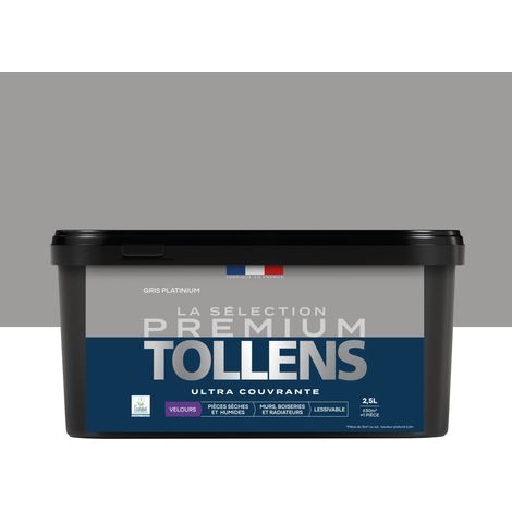 Tollens - Peinture intérieure couleurs - La Sélection Premium Velours - Ultra Couvrante - Gris Platinium 2,5 L - 30m²