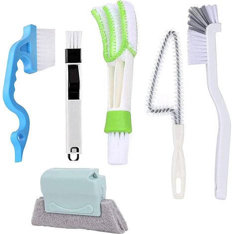 BEBUSINGOTO Lot de 6 brosses de nettoyage pour rainures de fenêtre, porte, nettoyage de tous les coins et espaces, kit de nettoyage pour tous les coins et espaces, fentes de fenêtre (1/5)