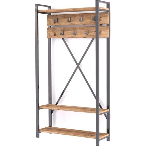 Meuble d'entrée avec porte manteau et 2 étagères SAPPHIRE (1/4)