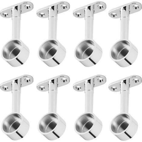 4 Paar (8 Stück) Schrankstangenhalter für 4 runde Schrankrohre Ø 25 mm Chrom poliert höhenverstellbar 64 - 93 mm Kleiderstangenhalter Schrankrohrlager Schrankrohrträger von SOTECH
