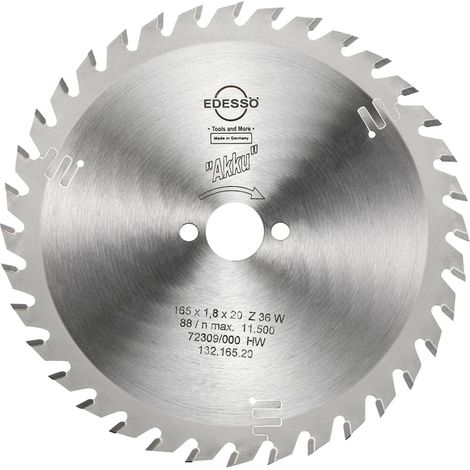 EDESSÖ Handkreissägeblatt für AKKU-Maschinen (Dünnschnittsägeblatt), HW 165x1,8/1,2x20 Z=36 W (1/3)