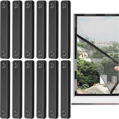 Lot de 12 attaches magnétiques pour moustiquaires - fixation solide sans trace, clips pour fenêtres et portes, appartements, chambres d'enfants (1/5)