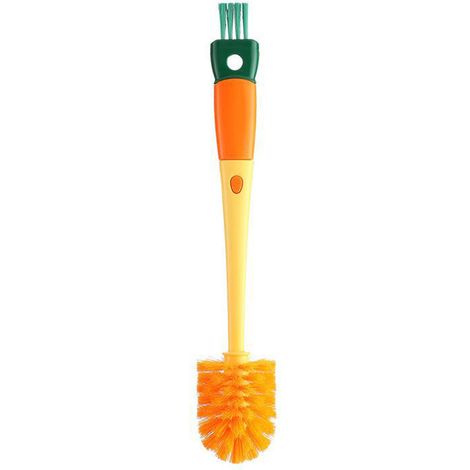 Spazzola per Bottiglie 32cm – Testa 4-in-1 in Silicone e Nylon, Manico Ergonomico in Acciaio Inox – Design Moderno Carota – Ideale per Thermos, Tasse e Cucina (1/5)