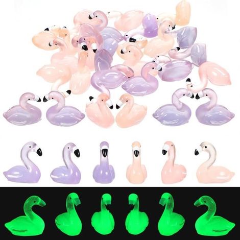 30pcs Mini Canards Flamants Lumineux, Petites Statues De Flamants Roses Miniatures en Résine Qui ,Livraison aléatoire (1/4)