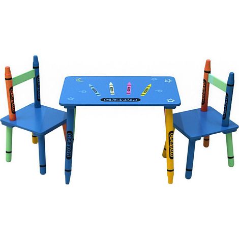 Oypla Childrens Wooden Crayon Table and Chairs Set Kids Room Furniture (1/5)