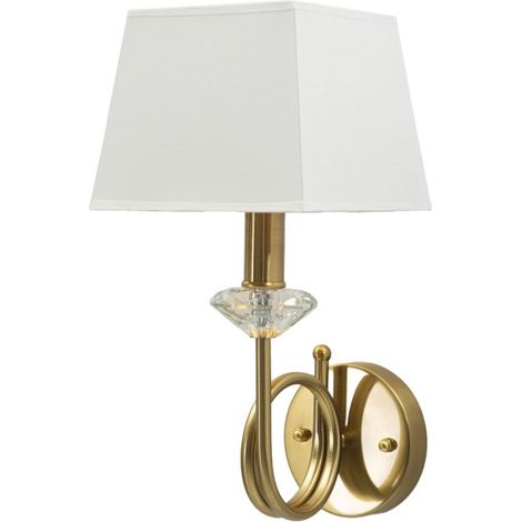 Applique da parete Salisburg in ferro, vetro e tessuto oro e bianco
