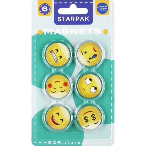 Bunte Emoticon-Magnete, 33 mm, 6 Stück (1/4)