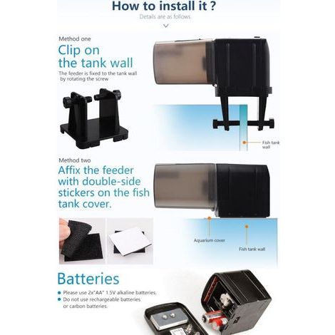Aquarienfischfutter, 0,175 l Fassungsvermögen, Kunststoff, mit Timer, geeignet für Granulat, Partikel und Flocken. (1/5)