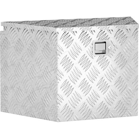 Boîte à outils pour remorque boîte de rangement en aluminium verrouillable en forme trapézoïdal 73,7 x 41 x 46 cm argent