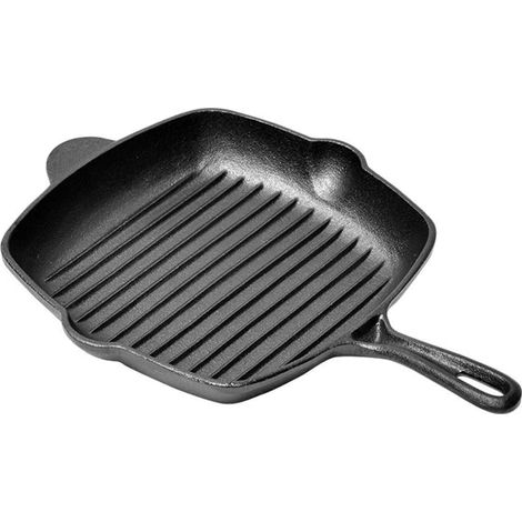 Sac de pique-nique, casseroles, poêles, poêle à frire, poêle à steak en fonte antiadhésive, casserole, poêle à griller non revêtue, convient pour cuisinière à induction, cuisinière à gaz, poêle à fri (1/4)