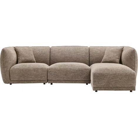 ROON-Canapé d'angle droit tissu marron (1/4)